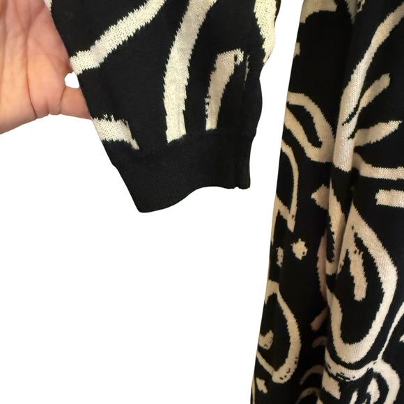 SKFK Skunkfunk Black and White Floral Knit Open Cardigan Duster Sx S - Picture 5 of 10